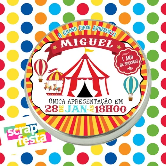 Latinhas Personalizadas Festa Circo