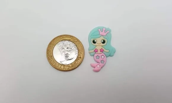 Aplique Sereia Rosa e Azul Emborrachado de 3,5cm