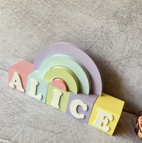 Tons Pastel Cubos 6x6cm Ts + Arco Íris. Decoração Bebê