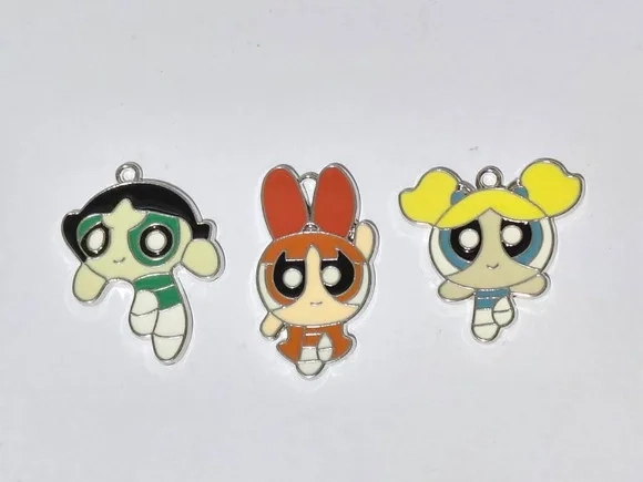 Pingente Meninas Super Poderosas Metal Pacote com 6 Unidades