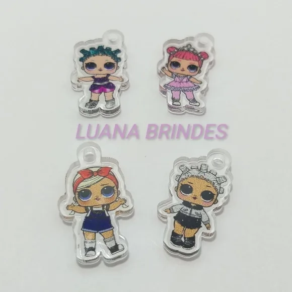 Pingente Lol de Acrílico Impresso 2,5cm Pct com 8 Unidades