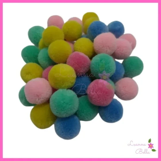 Pompom de Fio Sintético Varias cores -Pct c/50 Unds