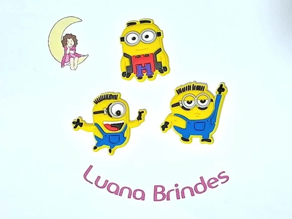 Aplique Minions 3cm Emborrachado Pacote com 6 Unidades