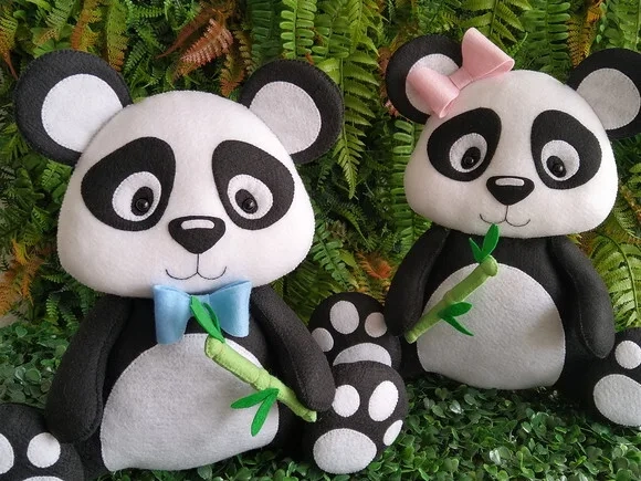 Panda em Feltro - Kit com 2 peças