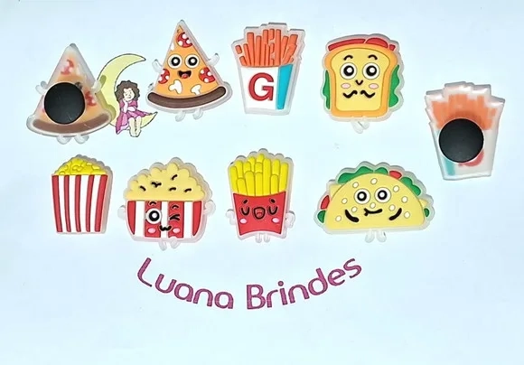 Pins de Crocs Lanchinhos Flourescente Emborrachado 7 Peças
