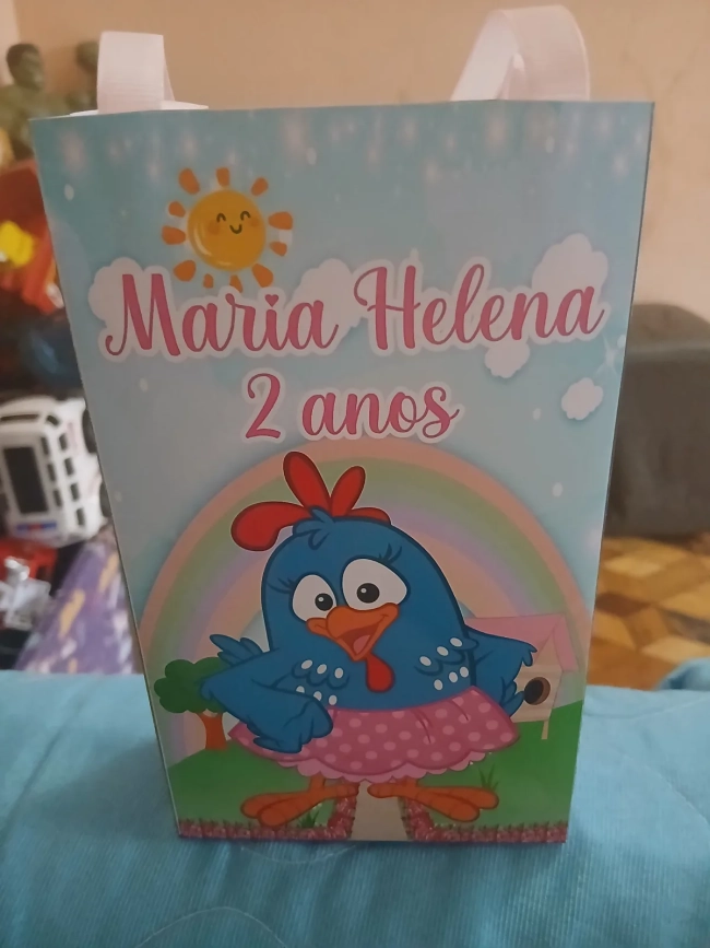 Sacolinha personalizada para lembrancinhas Galinha pintadinha rosa