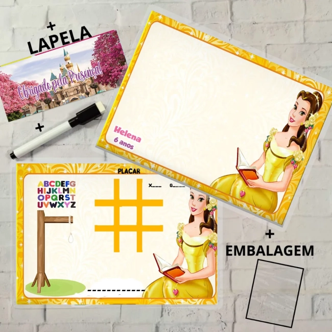 Lousa Magica Personalizada para lembrancinhas da Bela e Fera
