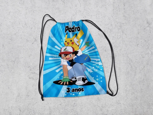 Mochilinha Personalizada para lembrancinhas Pokemon