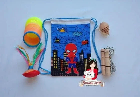 Mochila Boa Infância Tema Homem Aranha Cute Azul