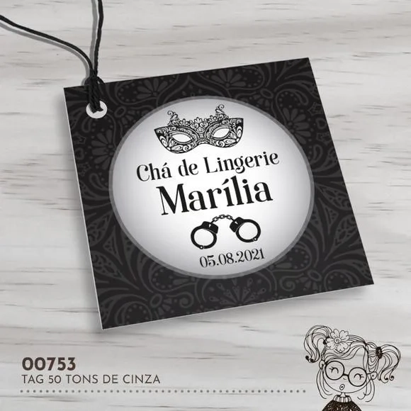 Tag Quadrada 50 Tons de Cinza - 00753