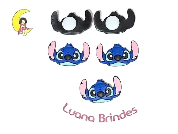 Aplique pra Sandália Stitch e Angel Emborrachado 6 Unidades