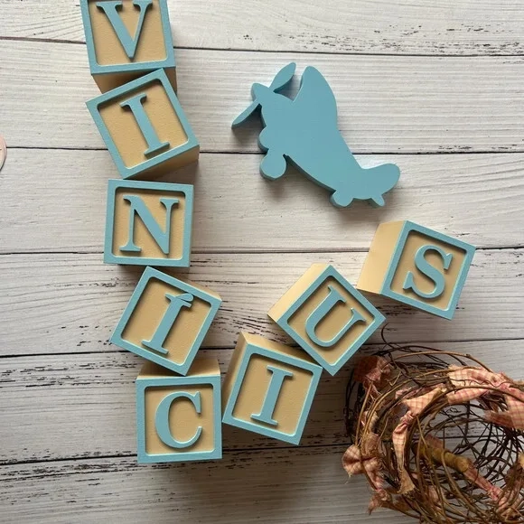 Cubos Decorativos de MDF Personalizados para Quarto de Bebê Tema Aviador