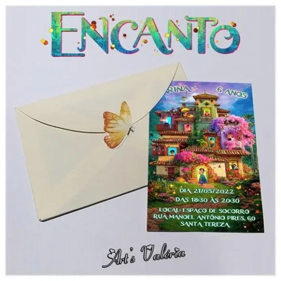 Convite Encanto - 9,5cm X 6,5cm
