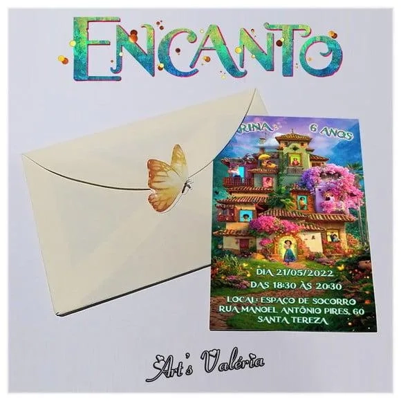 Convite Encanto - 9,5cm X 6,5cm