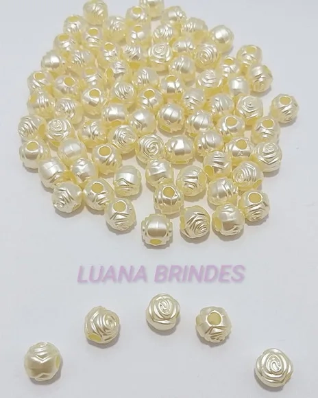 Bola Flor Pérolada 8mm Pacote com 100 Unidades