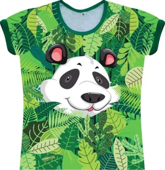 Camiseta Infantil Feminina Panda na Floresta