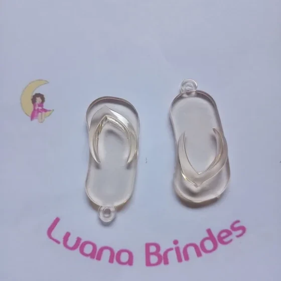 Chinelo Pingente Creme de Acrilico 5cm Pct 12 Unidades
