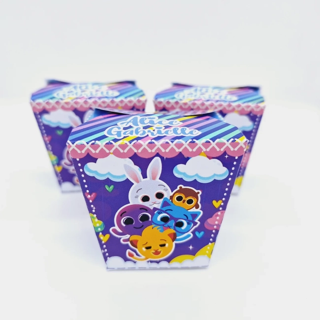 PEGUE E MONTE - Kit Festa BOLOFOFOS LILÁS - Decoração de Festa - Caixinhas Personalizadas