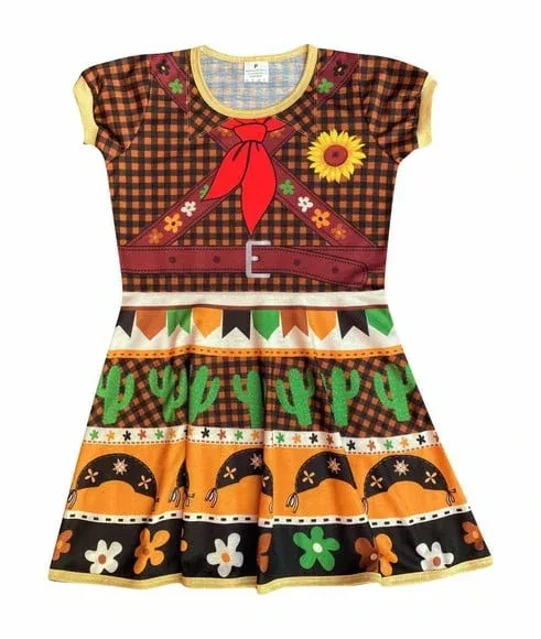 Vestido Maria Bonita Infantil Cangaço Festa Junina Caipira