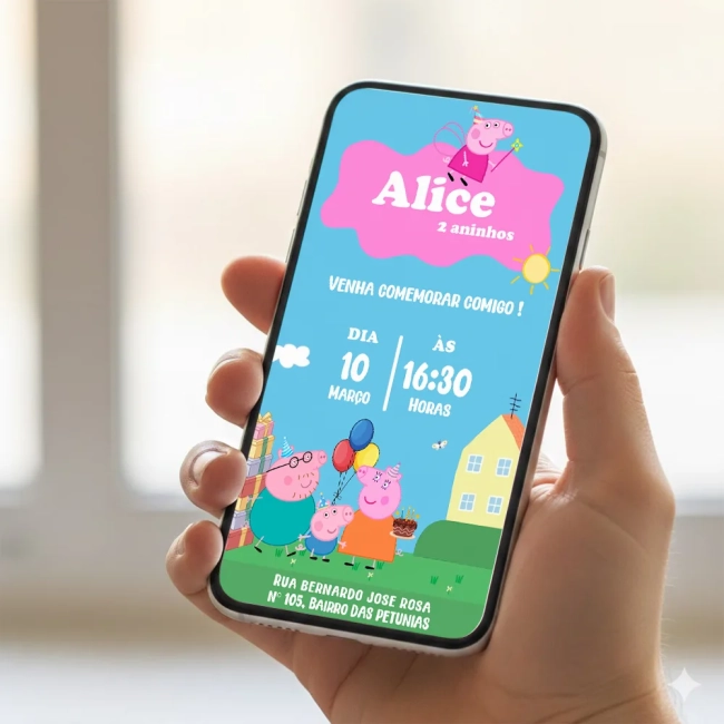 Convite Digital Peppa Pig