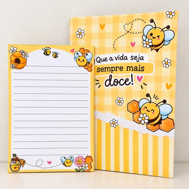 Kit Caderninho + Bloco de Anotações - Abelhinha