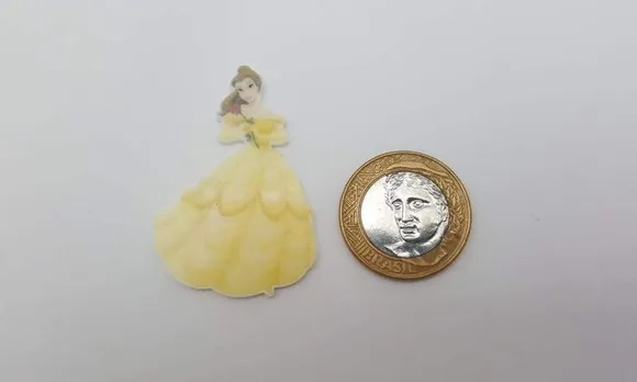 Aplique da Princesa Bela em Acrílico Uv com 5cm