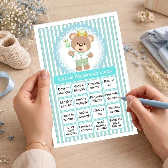 Bingo Chá de Bênçãos Menino PDF Para Imprimir