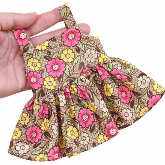 Vestido Floral para Boneca 32 cm em Tricoline com Velcro