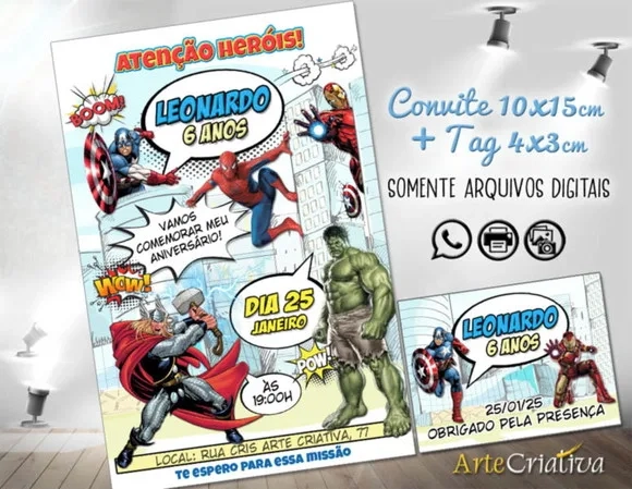 Convite Digital C/tag Herois Gibi 2