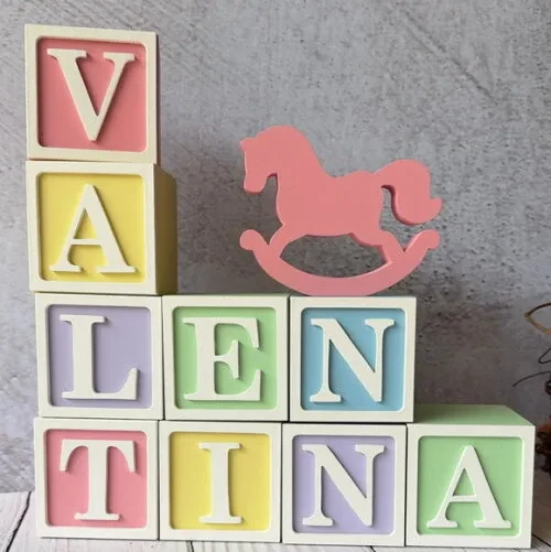 Cavalinho de Balanço + Cubos 6x6cm Ts Decoração Bebê