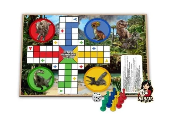 Jogo de Ludo Personalizado Dinossauro Jurassic