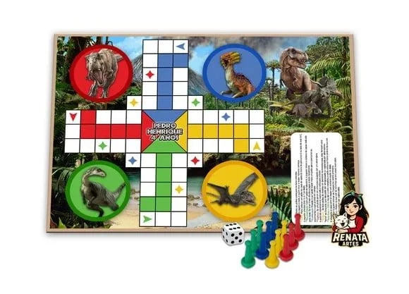 Jogo de Ludo Personalizado Dinossauro Jurassic