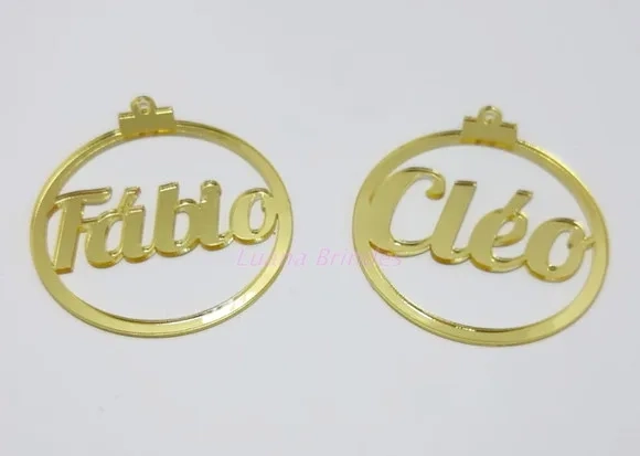 Bolas Natal Personalizada Acrílico Espelhado 6cm 50 Unidade