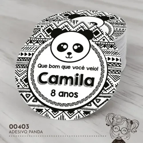 Adesivo Redondo Panda - 00403