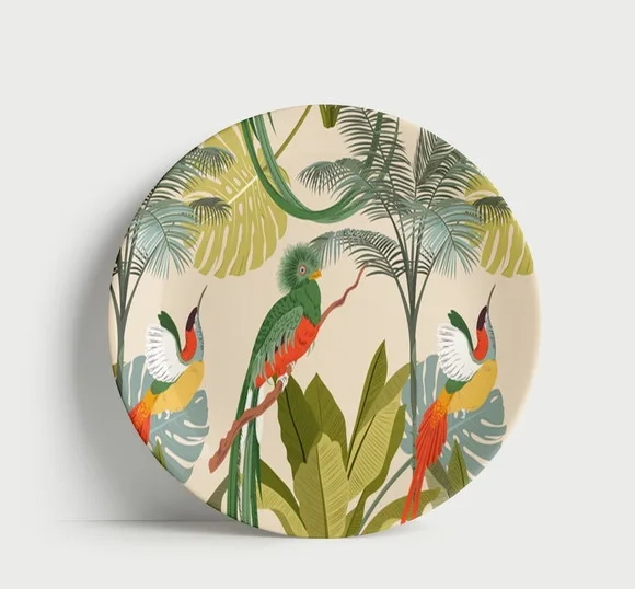 Prato Decorativo Pássaros da Selva - Porcelana 21cm
