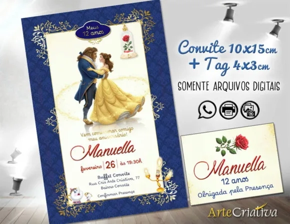 Convite Digital C/tag a Bela e a Fera 4