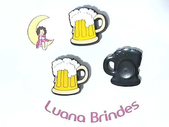 Pins de Crocs Copo de Chopp Emborrachado Pacote com 6 Peças