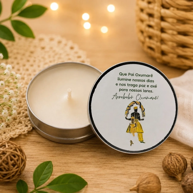 30 unidades de Vela Aromática na latinha Personalizada, Iemanja - Oxumare - Orixás e Entidades, fazemos qualquer tema.