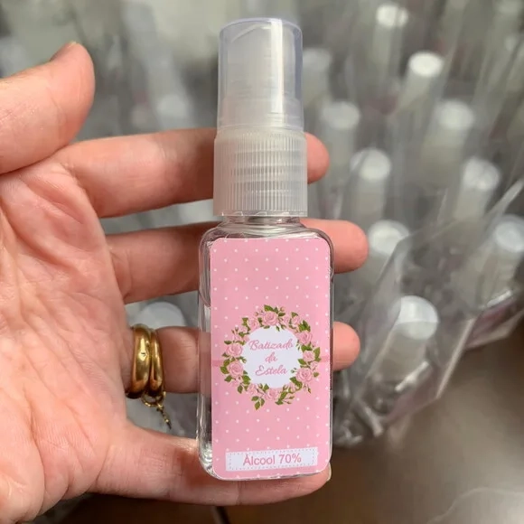 Álcool 70% Spray Lembrancinha Batizado floral