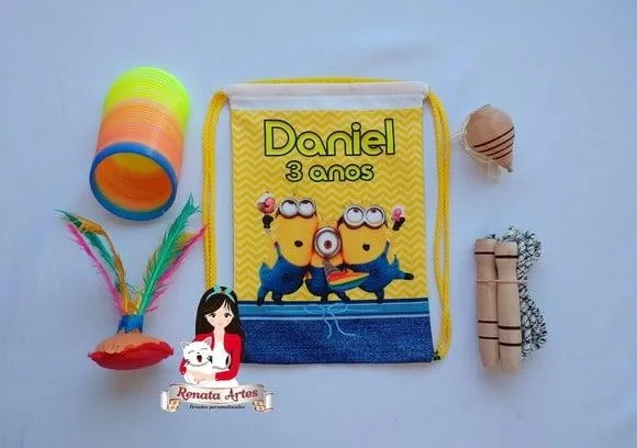 Mochila Boa Infância Personalizada Tema Minions 2