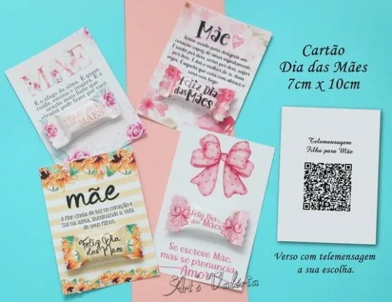 Cartão Dia das Mães com Telemensagem - 7cm x 10cm