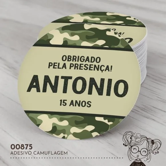 Adesivo Redondo Camuflagem - 00875