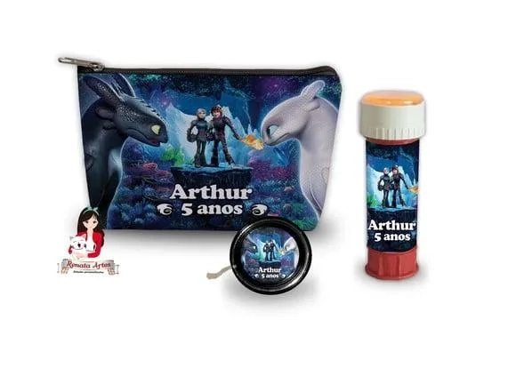 Necessaire com Ioiô e Bolha de Sabão Como Treinar Seu Dragão
