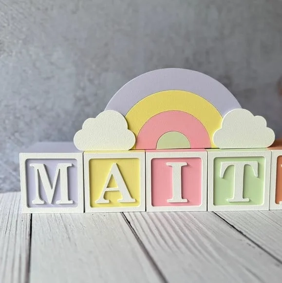 Tons Pastel Cubos 6x6cm Ts + Arco Íris. Decoração Bebê