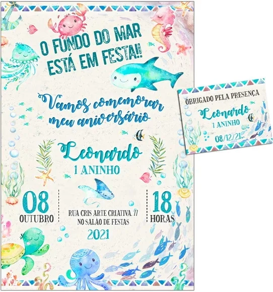 CONVITE DIGITAL C/TAG Fundo do Mar Aquarela