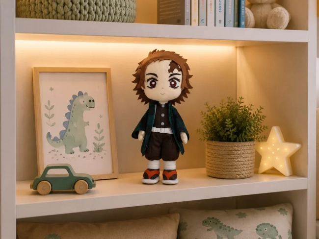 Boneco Tanjiro Kamado Feltro Pelúcia 35cm Decoração Anime