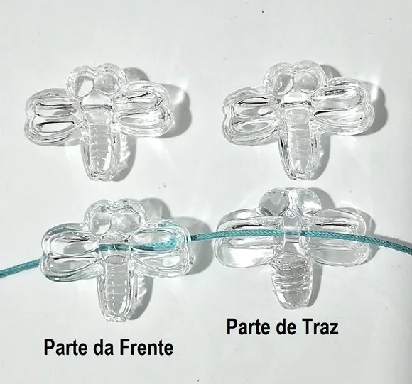 Libélula Colorida Acrílico com Furo Pacote com 15 Unidades