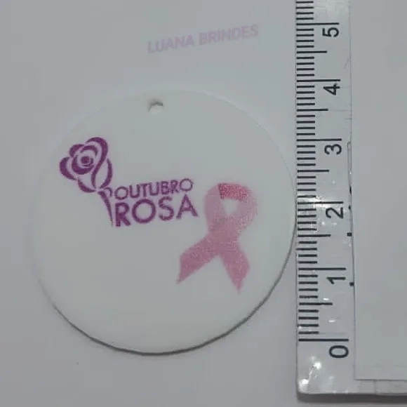 Pingente Outubro Rosa de Acrílico U.V. - pct com 5 unid