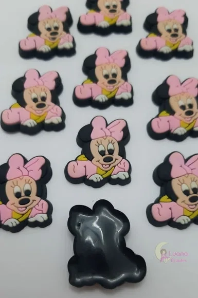 Aplique Minnie Baby de Borracha -2,7cm - Pct C/6 Unid