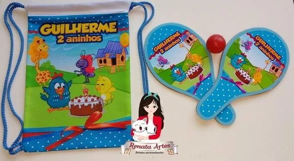 Mochila Ping Pong Tema Galinha Pintadinha